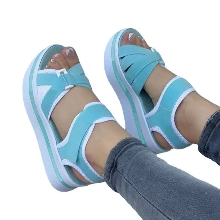 Damen komfortable Sandalen mit verstärktem Fersenriemen und flexiblem Plateau R&B
