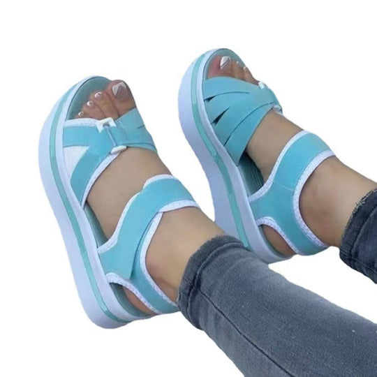 Damen komfortable Sandalen mit verstärktem Fersenriemen und flexiblem Plateau R&B