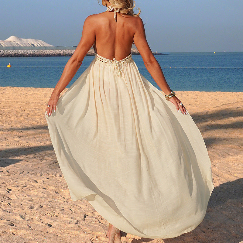 Damen Häkel-Strandüberwurf mit tiefem V-Ausschnitt und eleganter geschlitzt Konstruktion R&B