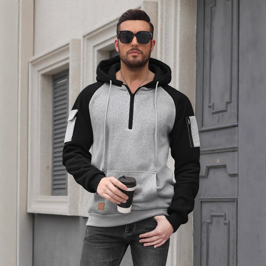 Herren Modischer Kapuzenpullover mit praktischen Reißverschluss-Details und sportlichem Schnitt R&B