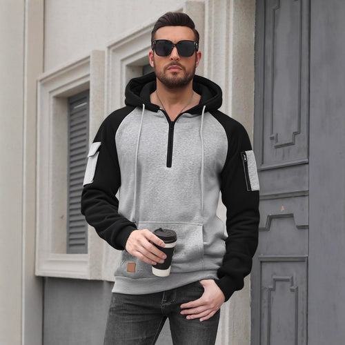 Herren Modischer Kapuzenpullover mit praktischen Reißverschluss-Details und sportlichem Schnitt R&B