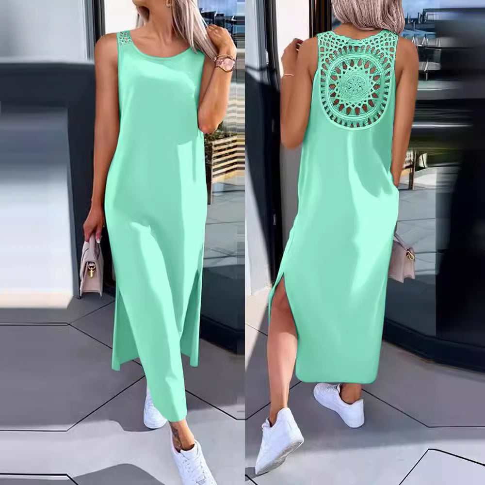 Damen Maxi-Kleid mit handgefertigter Spitze R&B