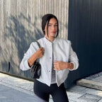 Damen Sportliche Oversize-Jacke mit Reißverschluss und voluminösen Ärmeln R&B