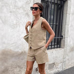 Damen modischer ärmelloser Blazer mit Shorts R&B