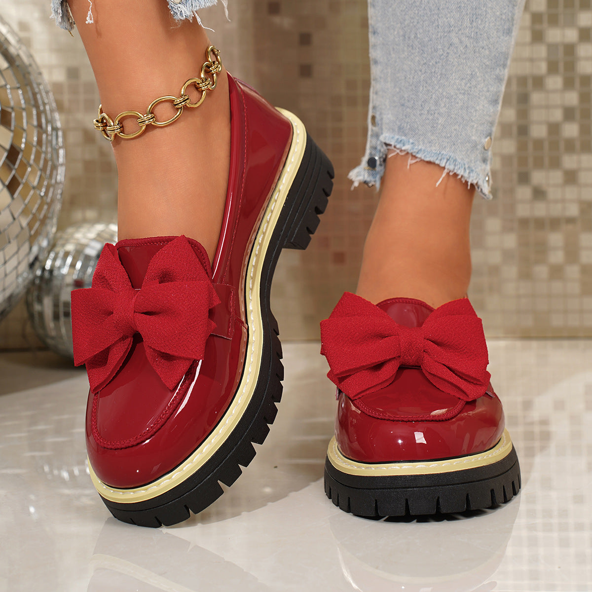 Damen Slipper mit voluminösem Schleifendetail und robuster Sohle R&B