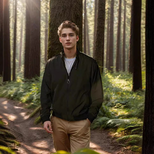 Herren leichte Übergangsjacke mit hohem Kragen und praktischen Eingrifftaschen R&B
