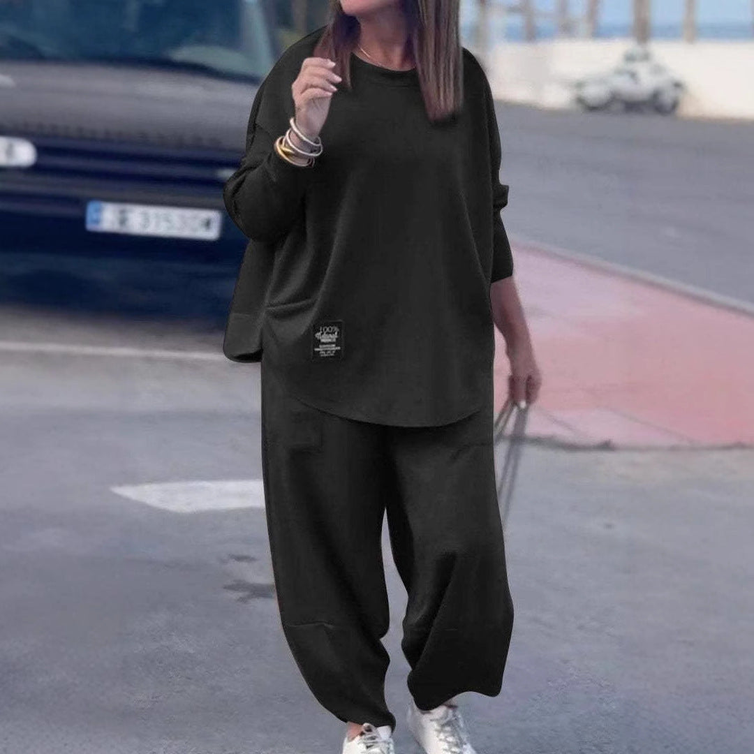 Damen lässiges Lounge-Set mit weiten Hosen und bequemem Oberteil R&B