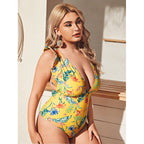 Damen Einteiler Badeanzug mit floralem Design und raffinierten Rüschendetails R&B