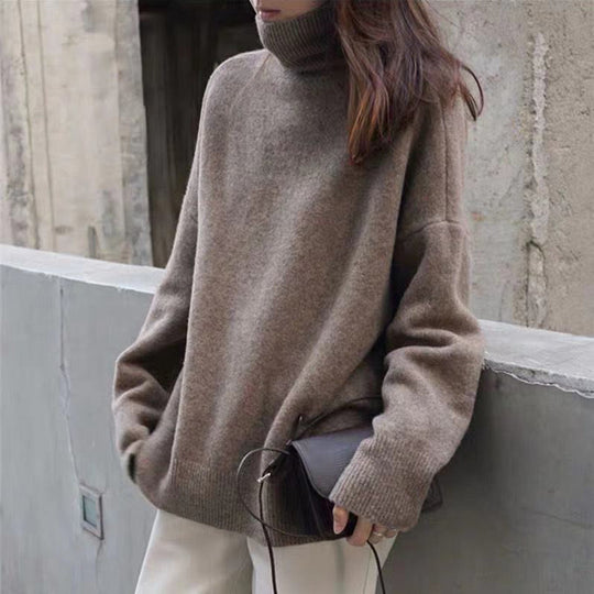 Damen bequemer Rollkragenpullover aus hochwertigem Wollmix R&B