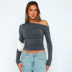 Damen asymmetrisches Langarmoberteil R&B