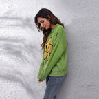 Damen Grob gestrickter Pullover mit floralem Motiv und lässigem Schnitt R&B