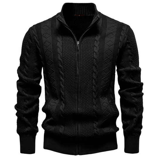 Herren Strickjacke mit Reißverschluss und strukturiertem Muster R&B