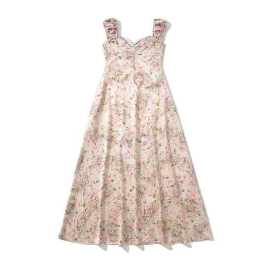 Damen Maxi-Kleid mit floralem Rüschendesign und elegantem Schnitt R&B