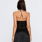Damen Spitzen-Crop-Top mit raffiniertem Halterdesign R&B