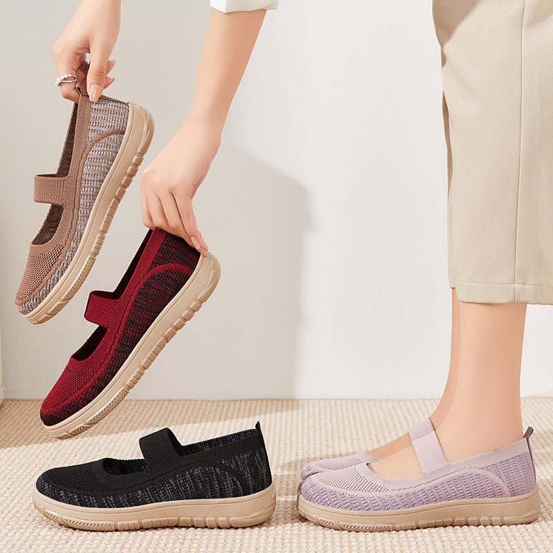Damen Bequeme und atmungsaktive Freizeitschuhe mit elastischem Riemen R&B