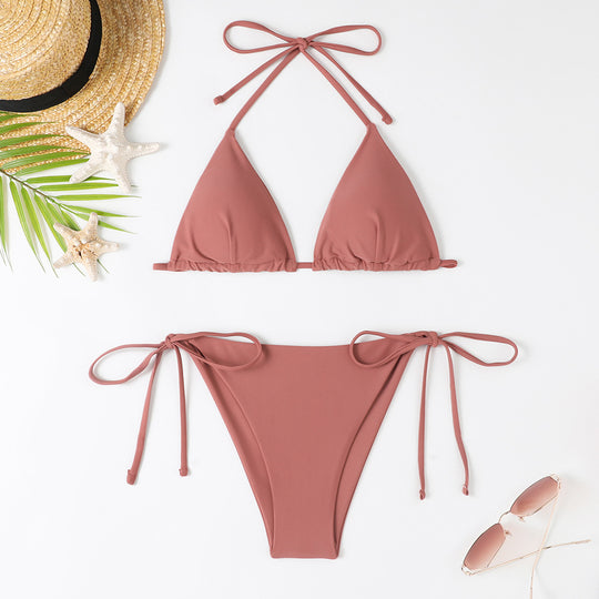 Damen Triangel-Bikini mit verstellbaren Bindebändern und raffinierten Details R&B
