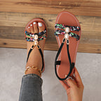 Damen modische Zehentrenner-Sandalen mit geflochtenem Riemendesign und glamourösen Details R&B