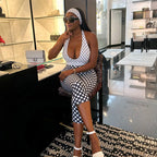 Damen Polka-Dot Jumpsuit mit tiefem V-Ausschnitt und elastischem Material R&B