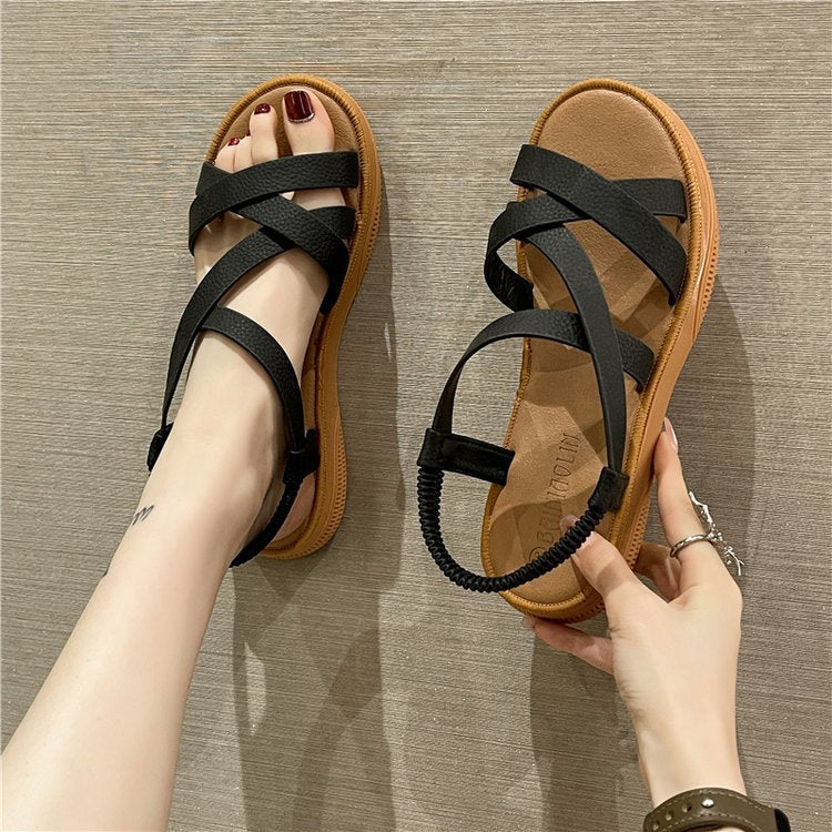 Damen Bequeme Sandalen mit elastischem Fersenriemen R&B