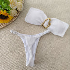 Damen Bandeau-Bikini mit dekorativem Ringdetail R&B