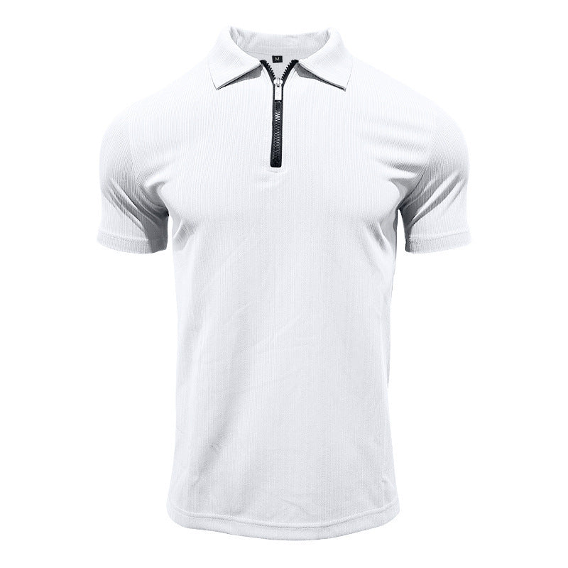 Herren Poloshirt mit modernem Reißverschluss und atmungsaktiver Struktur R&B