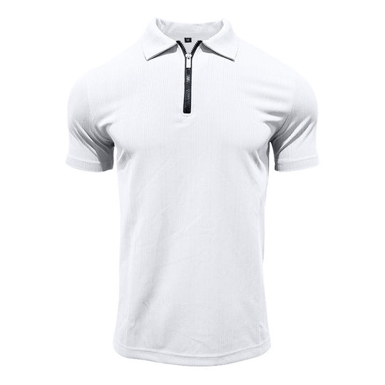Herren Poloshirt mit modernem Reißverschluss und atmungsaktiver Struktur R&B