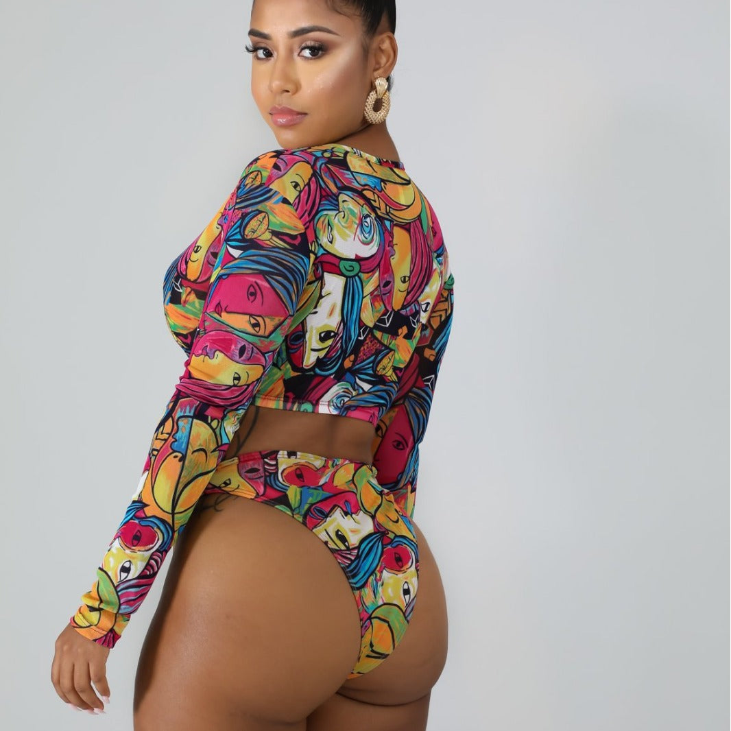 Damen Surf-Bikini-Set mit langärmeligem Oberteil und modischem Reißverschluss R&B