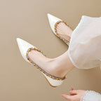 Damen spitze Ballerinas mit stylishen Nietenapplikationen