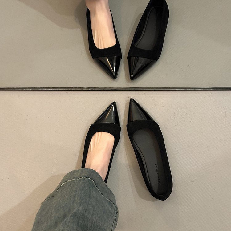 Damen elegante Ballerinas mit spitzem Design und hochwertiger Oberflächenstruktur R&B