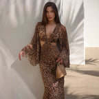 Damen Maxi-Kleid mit tiefem Rückenausschnitt und faszinierendem Animal-Print R&B