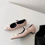 Damen Ballerina Schuhe mit dekorativen Blumenapplikationen und Riemen