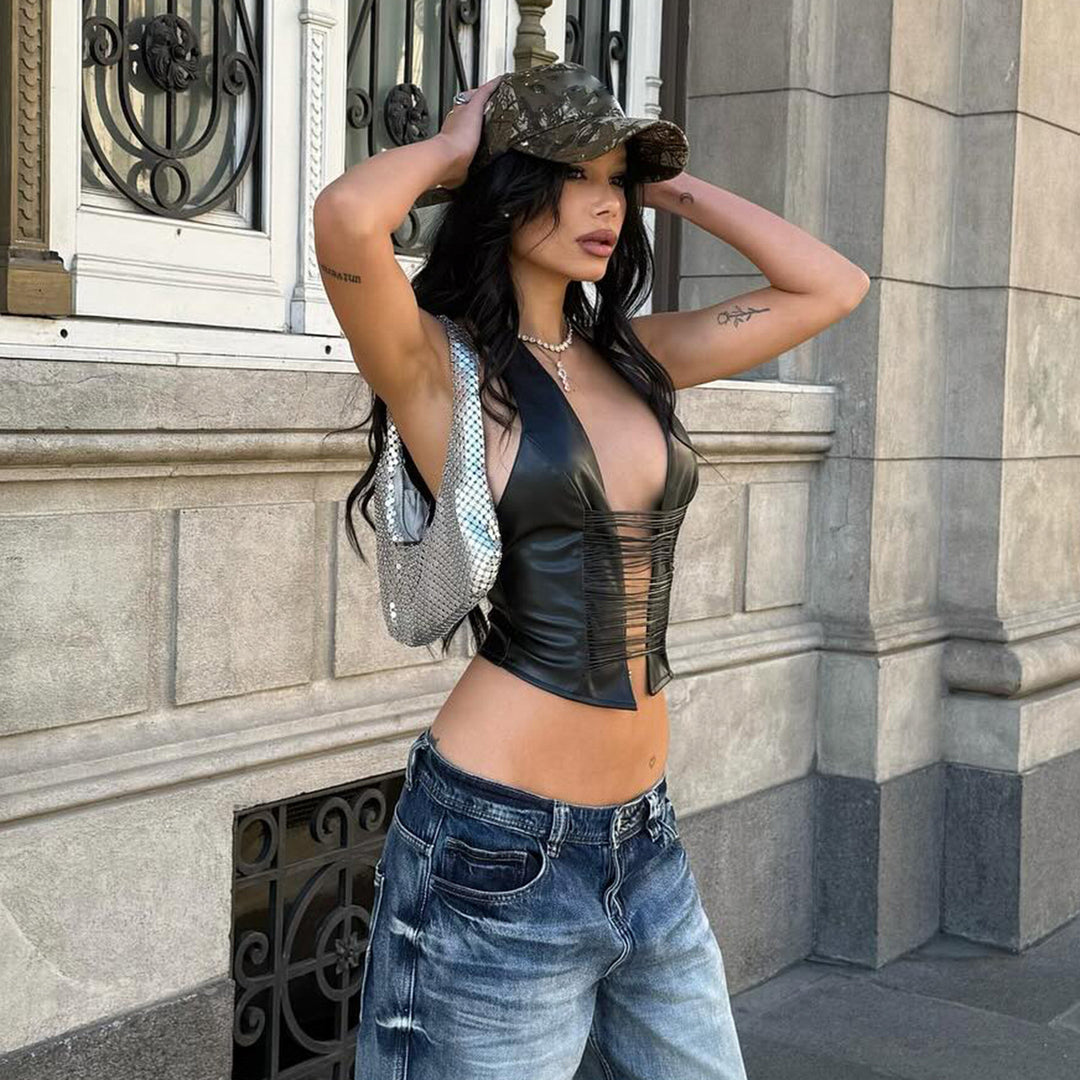 Damen Glamouröses Crop Top R&B