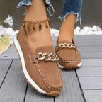 Damen Mokassins mit modischem Ketten-Design und rutschfester Sohle R&B