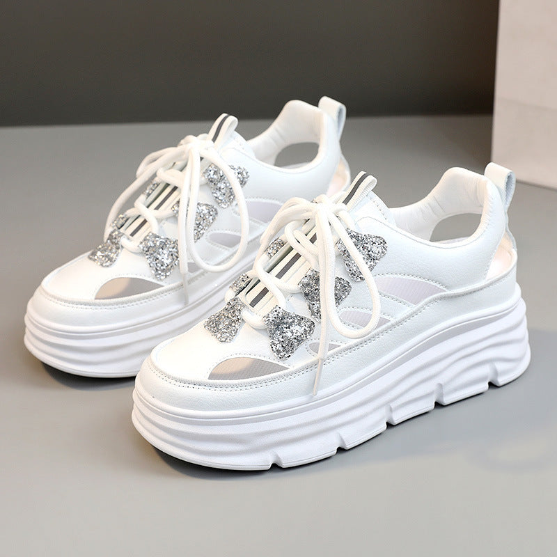 Damen Sportliche Plateau-Sneakers mit funkelnden Akzenten und trendigem Design R&B