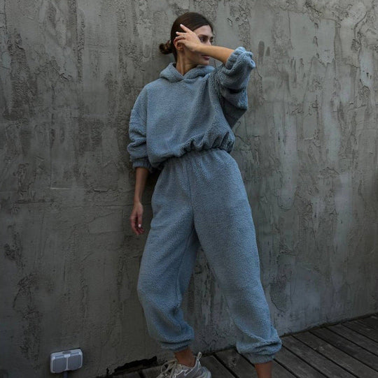 R&B | Loungewear Set Fleece Hoodie und Hose Hohe Taille Lockere Passform