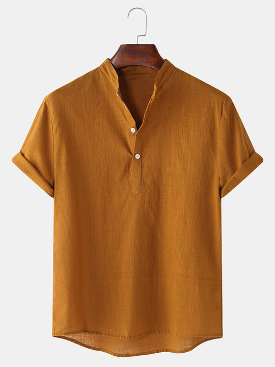 Herren Kurzarmhemd mit innovativem Henley-Ausschnitt und fließendem Material R&B
