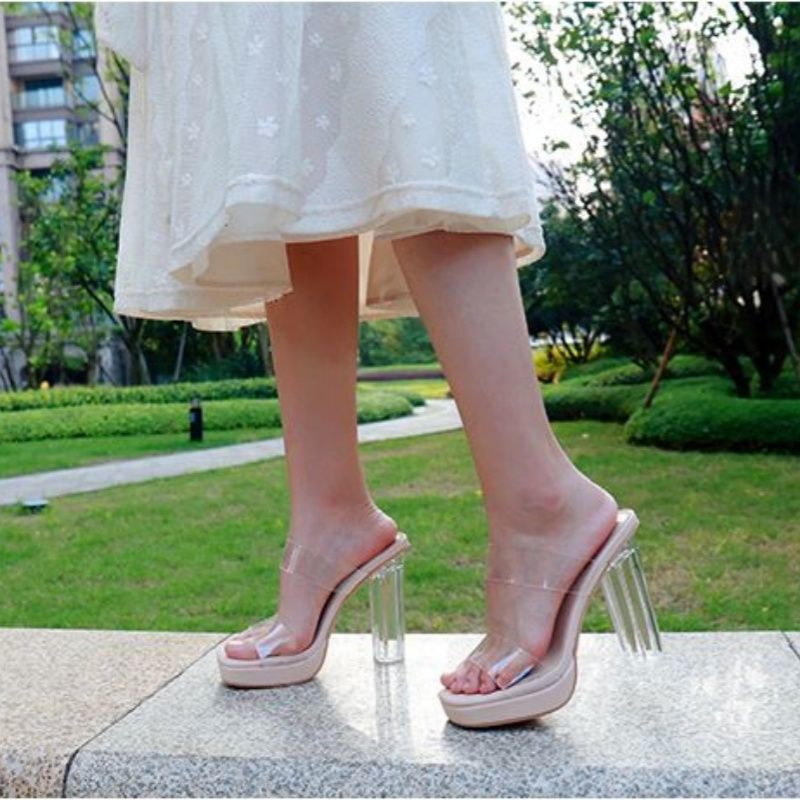 Damen transparente Plateau-Sandalen R&B