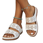 Damen Zehentrenner-Sandalen mit dekorativem Lochmuster und komfortabler Fußbett R&B