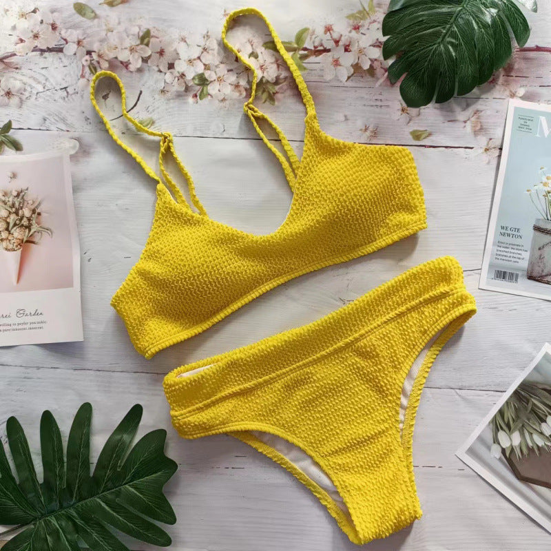 Damen Triangel-Bikini mit elastischem Wellenmuster und komfortablem Schnitt R&B