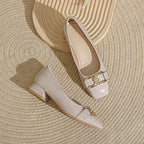 Damen Ballerinas mit eleganter Schnallenapplikation und komfortablem Blockabsatz