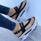 Damen Trendige Plateau-Sandalen mit verstellbarem Riemendesign R&B