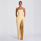 Damen Elegantes Abendkleid mit Off-Shoulder-Design und Fließendem Cape R&B