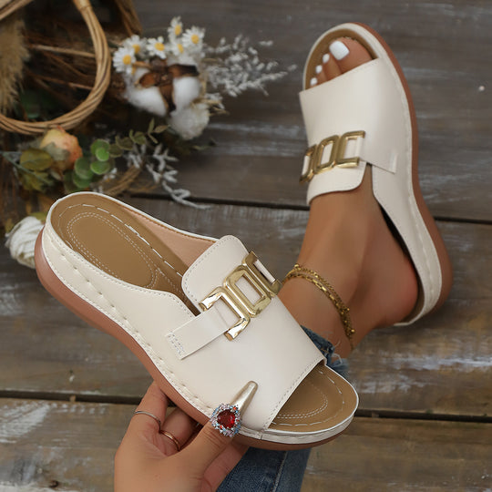 Damen Elegante und bequeme Mules mit modischen Schnallen R&B