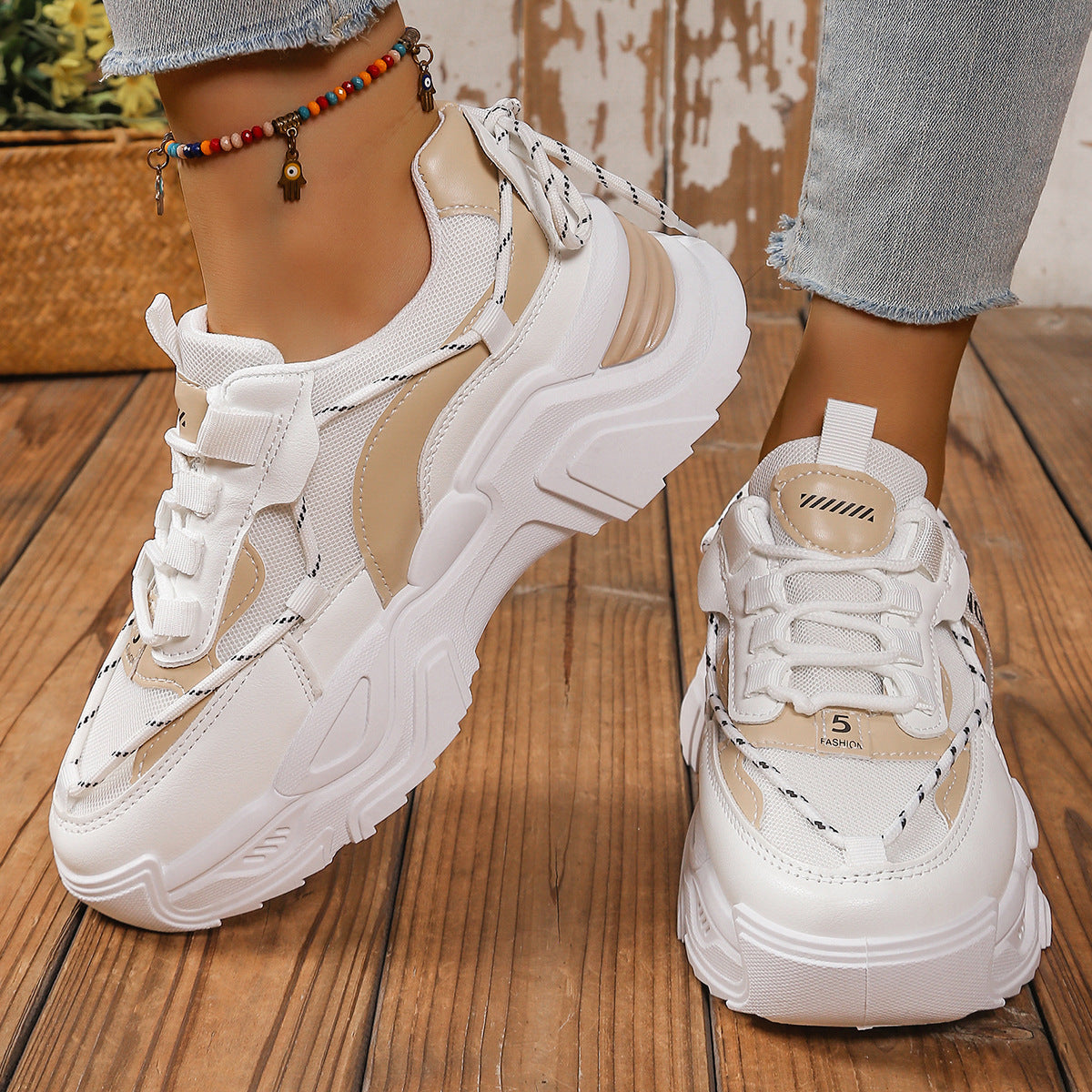 Damen Trendige und bequeme Chunky Sneaker mit atmungsaktivem Mesh-Obermaterial R&B