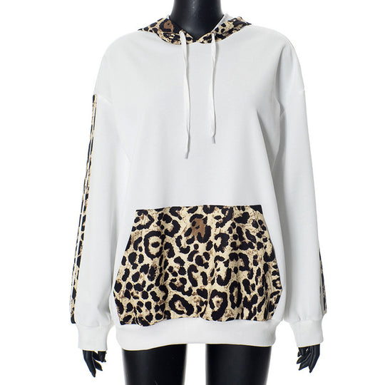 Damen Kapuzenpullover mit einzigartigem Leopardenmotiv und lässigem Schnitt R&B