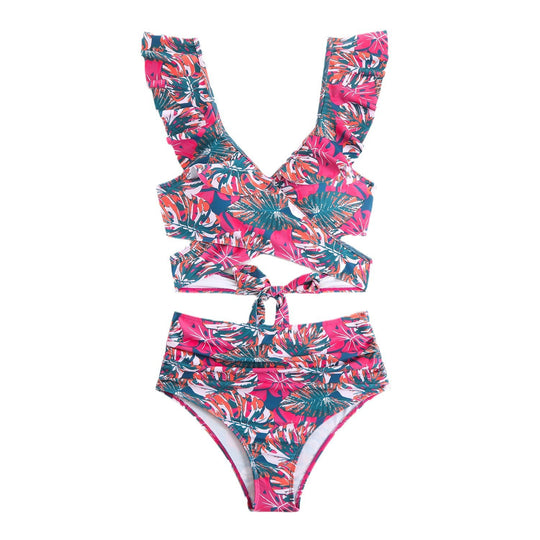 Damen Stilvolles Wickel-Bikini-Set mit Rüschendetails R&B