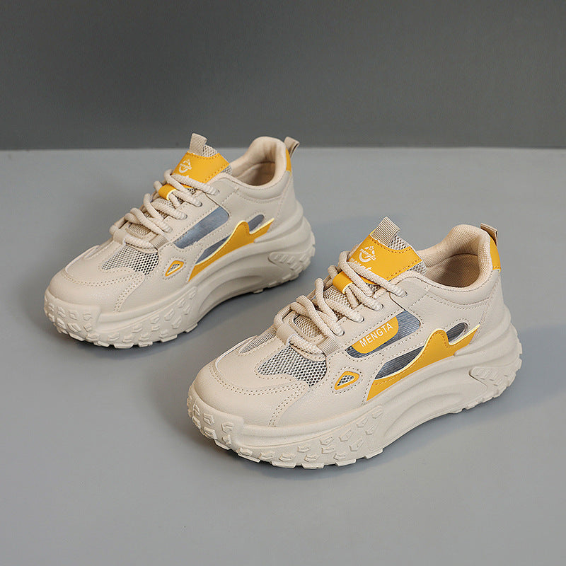 Damen sportliche Chunky Sneakers mit atmungsaktiven Netzeinsätzen und dämpfender Sohle R&B