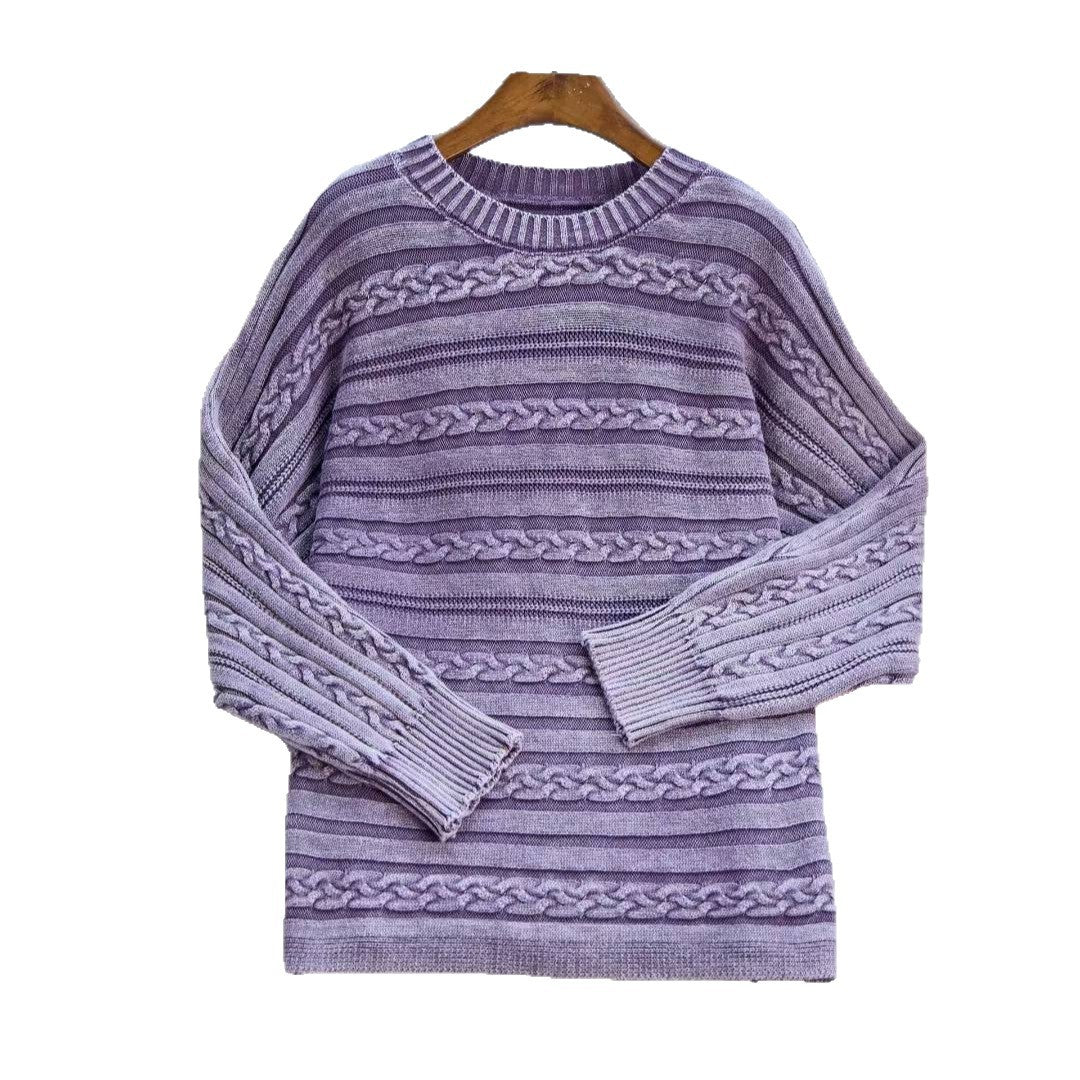 Damen Strickpullover mit detailiertem Zopfmuster und lässigem Schnitt R&B