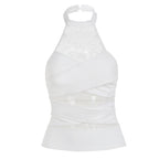 Damen Halter-Top mit elegantem Spitzenbesatz und raffinierten Rüschendetails R&B