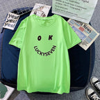 Damen modisches T-Shirt mit lässigem Smiley-Print und hochwertiger Baumwollqualität